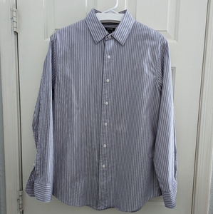 Apt.9 Men's Dress Shirt, Purple/White Stripe, Long‎ Sleeve, Cotton Size M